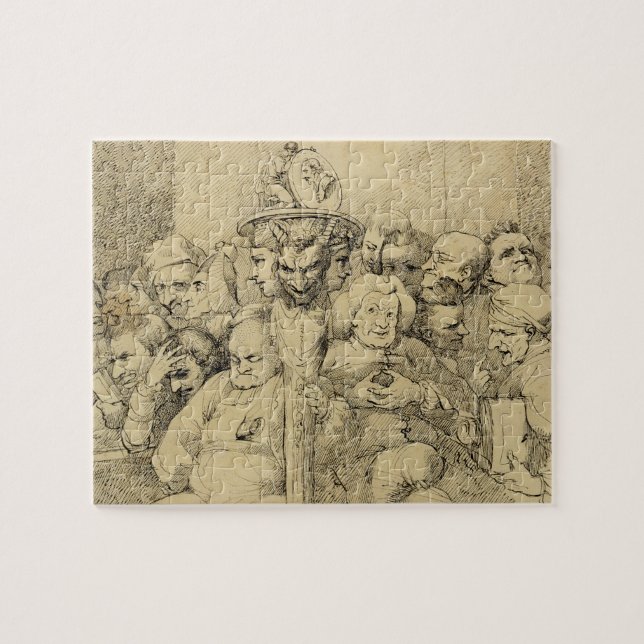 Quebra-cabeça Caráteres literários montados em torno do medalhão (Horizontal)