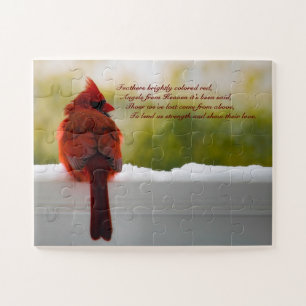 Quebra-cabeça Cardeal com Visitantes do Céu 14x11 fácil