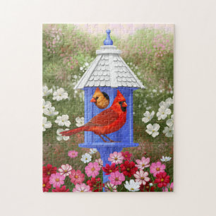 Quebra-cabeça Cardinais e Casa Azul
