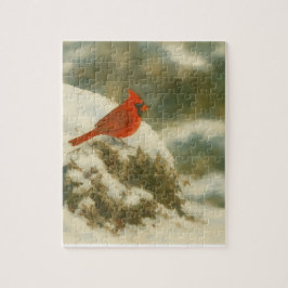 Quebra-cabeça Cardinal Aguarela de Inverno