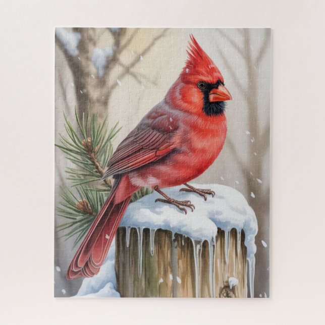 Quebra-cabeça Cardinal de Inverno (Vertical)