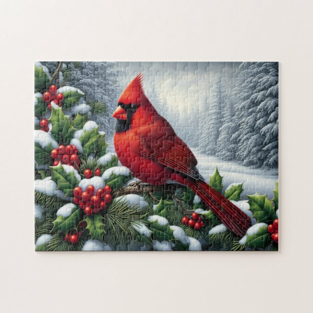 Quebra-cabeça Cardinal Na Neve (Horizontal)