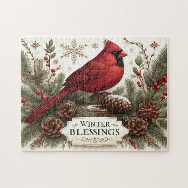 Quebra-cabeça Cardinal Winter Blessings (Horizontal)
