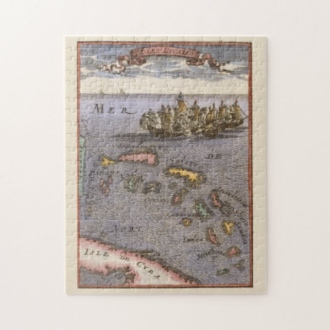 Quebra-cabeça Caribe de Batalha Naval do Mapa das Bahamas (Vertical)