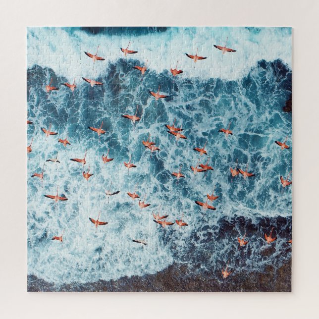 Quebra-cabeça Caribe Flamingos: Cena de Voo da Natureza (Vertical)