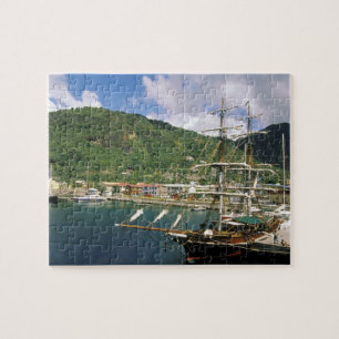 Quebra-cabeça Caribe, Santa Lúcia, Soufriere. Barcos em