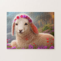 Carneiro de páscoa bonito com flores -