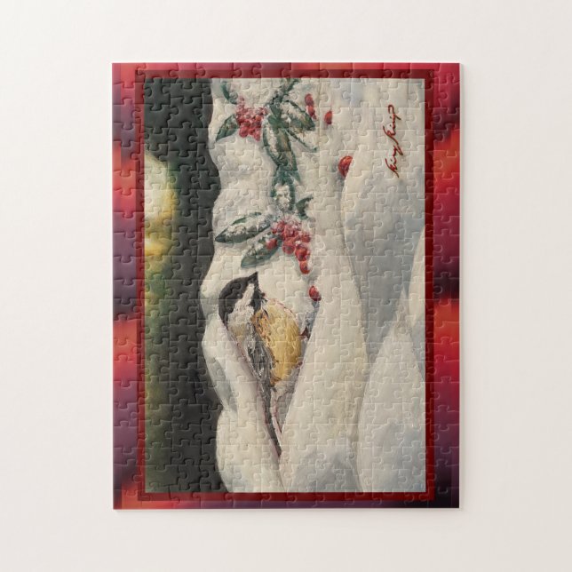 Quebra-cabeça Carol Chick-a-Dee with Mistletoe (Vertical)