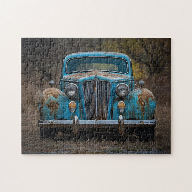 Quebra-cabeça Carro Azul Russo Vintage (Horizontal)