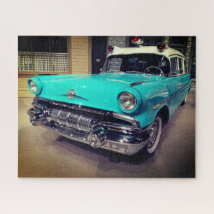Quebra-cabeça Carro Clássico Da Polícia De Turquesa Vintage