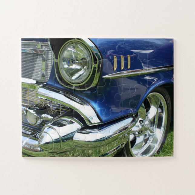 Quebra-cabeça Carro de Chevy Azul Personalizado 1957 (Horizontal)