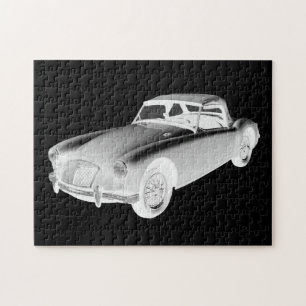 Quebra-cabeça Carro de esportes convertível preto e branco de M