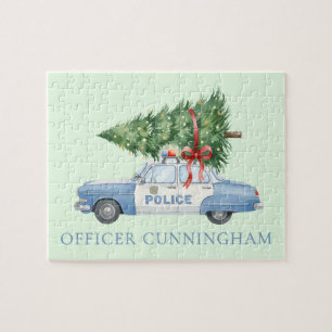 Quebra-cabeça Carro de Natal de Policial Moderno Personalizado