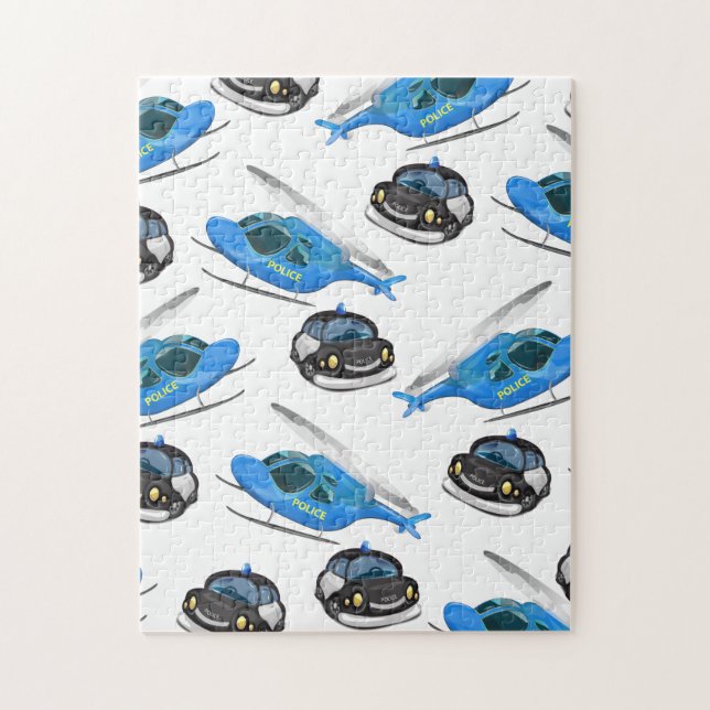 Quebra-cabeça Carro de Polícia e helicóptero (Vertical)