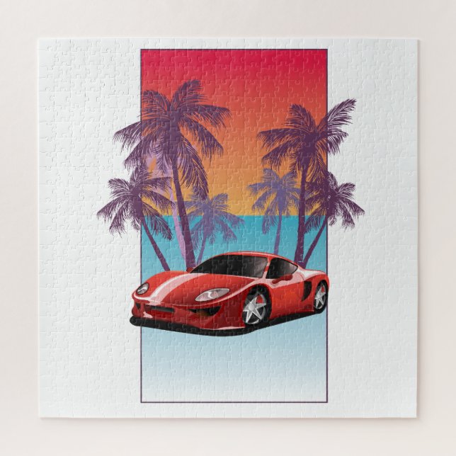 Quebra-cabeça Carro esportivo vermelho vintage (Vertical)