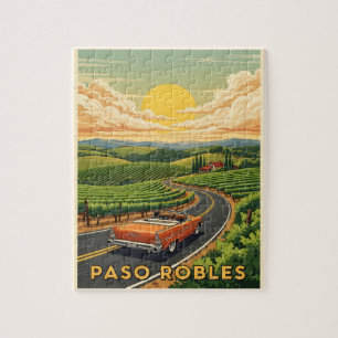 Quebra-cabeça Carro vintage paso rouba o país de vinho no pôr do
