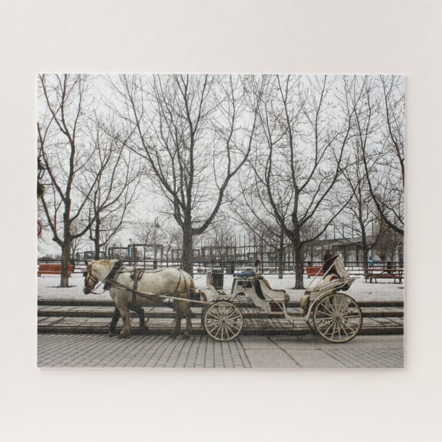 Quebra-cabeça Carruagem de Cavalos Montreal. (Horizontal)