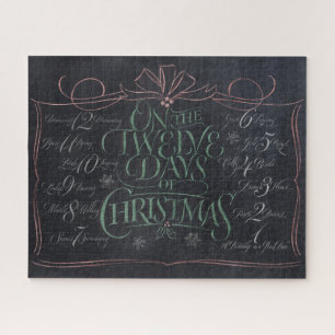 Quebra-cabeça Carta de Chalkboard 12 dias de giz de Natal