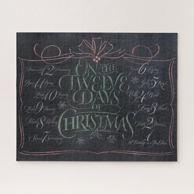 Quebra-cabeça Carta de Chalkboard 12 dias de giz de Natal (Horizontal)
