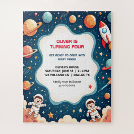 Quebra-cabeça Cartão astronauta Birthday Invitation Space Boy
