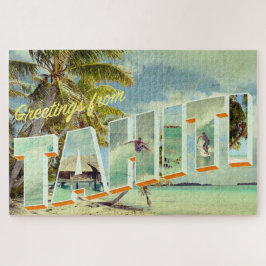 Quebra-cabeça Cartão da foto do vintage de Tahiti
