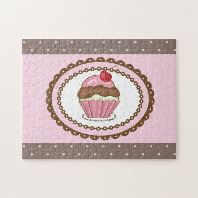 Quebra-cabeça Cartão de aniversário com cupcake (Horizontal)