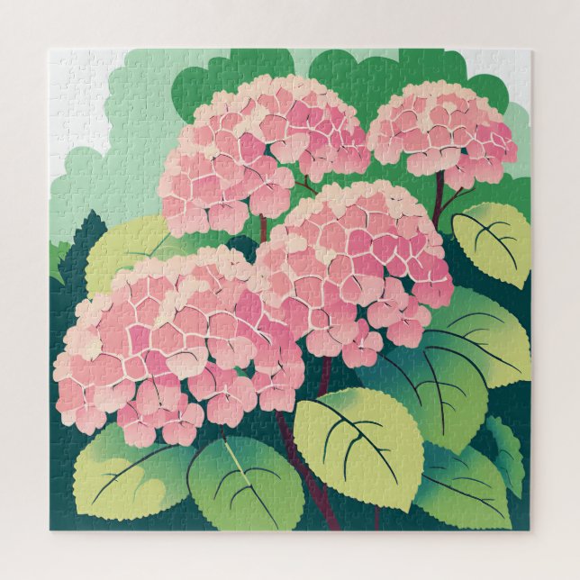 Quebra-cabeça Cartão de Arbusto de Hortênsia Rosa (Vertical)