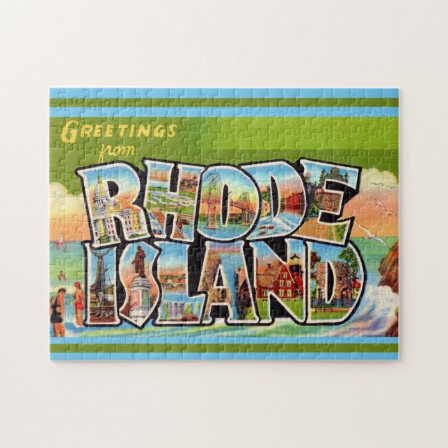 Quebra-cabeça Cartão postal antigo de Rhode Island 11x14 (Horizontal)