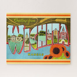 Quebra-cabeça Cartão postal colorido de Wichita Kansas antigo