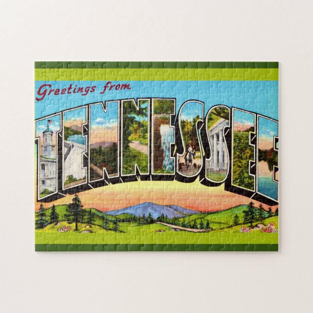 Quebra-cabeça Cartão Postal de Boas-Vindas Retro Tennessee (Horizontal)