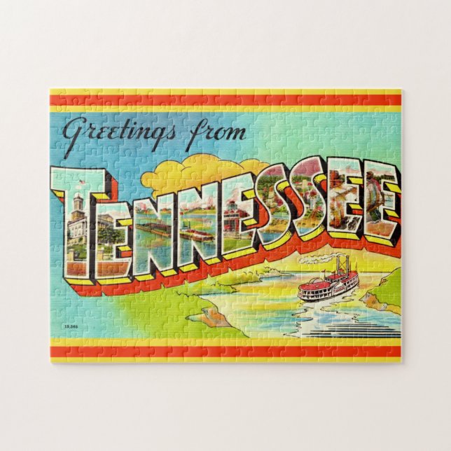 Quebra-cabeça Cartão Postal de Boas-Vindas Vintage Tennessee 11x (Horizontal)