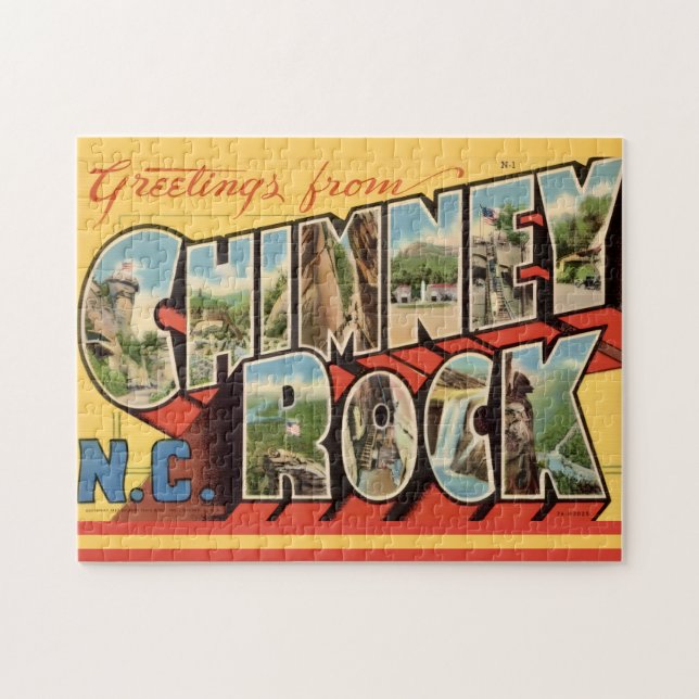 Quebra-cabeça Cartão postal de Chimney Rock NC (Horizontal)