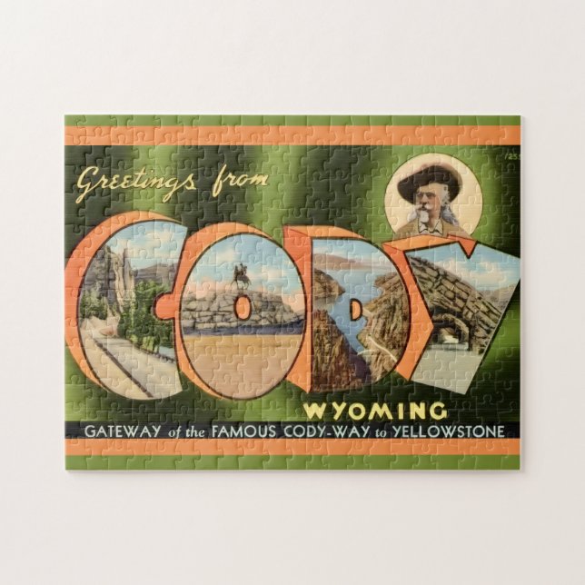 Quebra-cabeça Cartão postal de Cody Wyoming 11x14 (Horizontal)