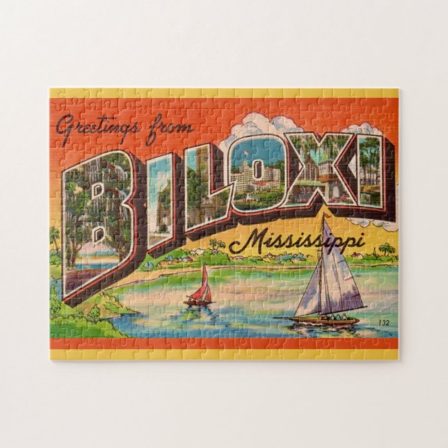 Quebra-cabeça Cartão postal de saudações Biloxi Mississippi (Horizontal)