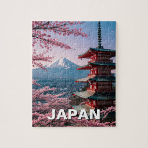 Quebra-cabeça Cartão postal do Monte Fuji Fujisan Cherry Blossom