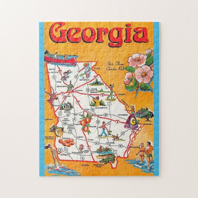 Quebra-cabeça Cartão Postal Vintage da Geórgia 11x14 (Vertical)