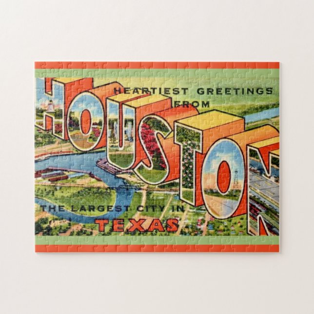 Quebra-cabeça Cartão postal Vintage Houston Texas (Horizontal)