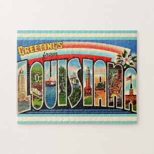 Quebra-cabeça Cartão postal vintage Louisiana 11x14