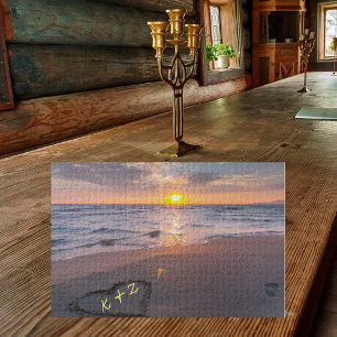 Quebra-cabeça Cartas De Amor (Suas Iniciais) Em Sand Sunset Beac