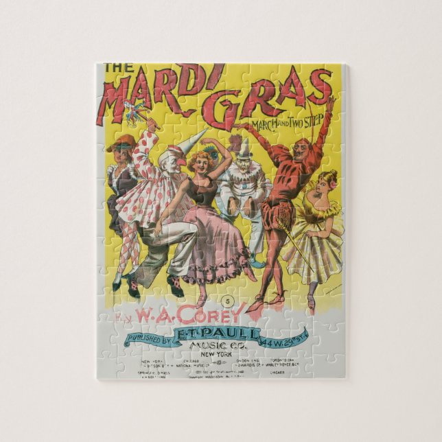 Quebra-cabeça Cartaz Antigo Amarelo do Mardi Gras (Vertical)