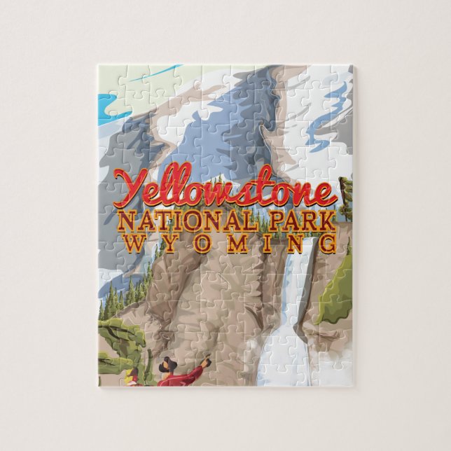 Quebra-cabeça Cartaz Antigo do Parque Nacional de Yellowstone (Vertical)