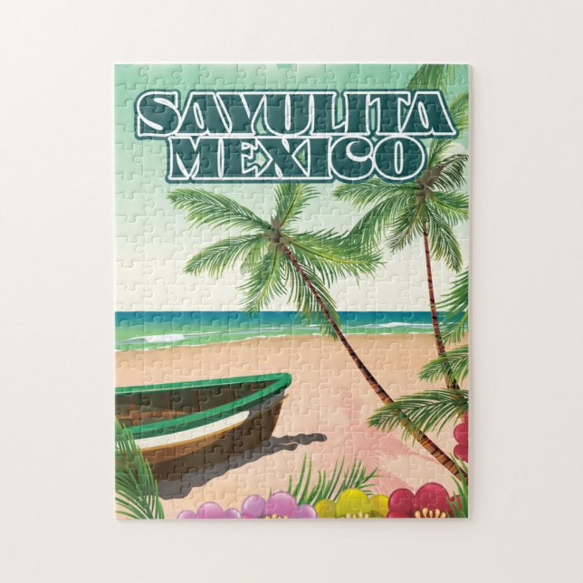 Quebra-cabeça Cartaz da praia de Sayulita México (Vertical)
