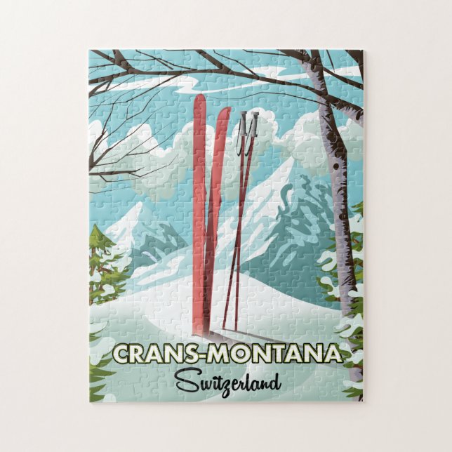 Quebra-cabeça Cartaz de esqui Arosa Lenzerheide, Suíça. Ímã J (Vertical)