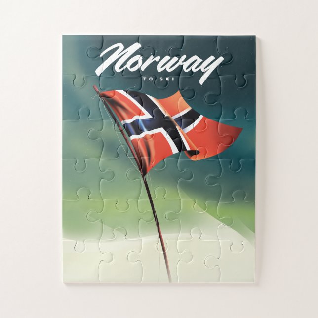 Quebra-cabeça Cartaz de esqui da Noruega (Vertical)