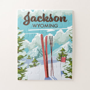 Quebra-cabeça Cartaz de esqui Jackson Wyoming
