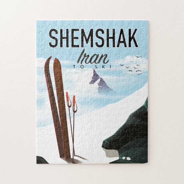Quebra-cabeça Cartaz de esqui Shemshak Irã. (Vertical)