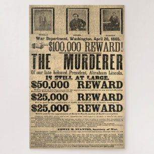 Quebra-cabeça Cartaz de Procurado Vintage Original John Wilkes B
