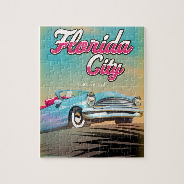 Quebra-cabeça Cartaz de viagem antigo da cidade da Flórida (Vertical)