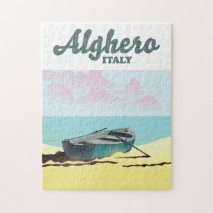 Quebra-cabeça Cartaz de viagem antigo de Alghero Itália
