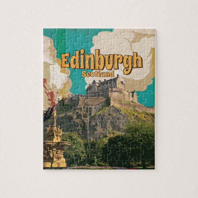 Quebra-cabeça Cartaz de Viagem Antigo de Edimburgo (Vertical)